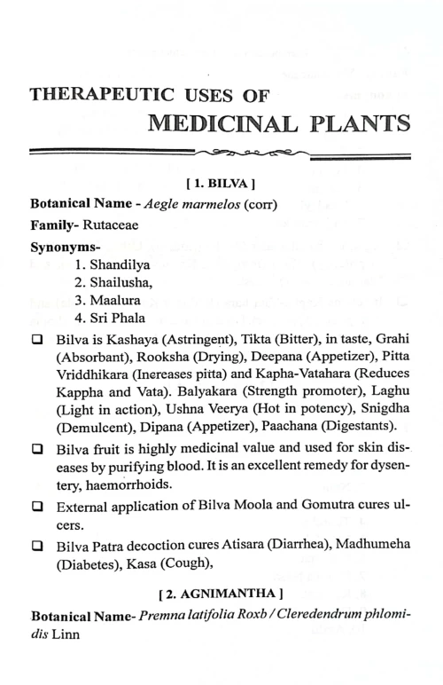 Therapeutics Uses of Medicinal Plants